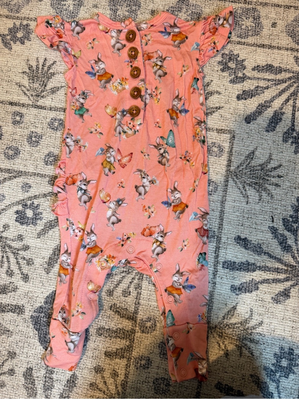 Posh Peanut Vintage Bunny Ruffle Butt Romper